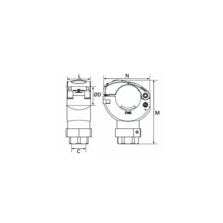 Transair snelmontage aftakking recht Ø63 mm - 1/2"