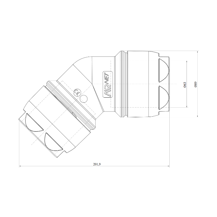 AIRnet bocht 45° Ø63 mm