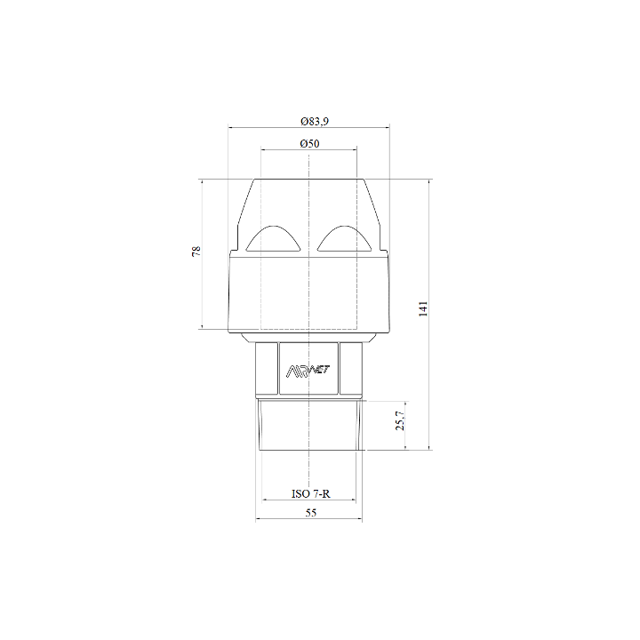 AIRnet draadstuk buitendraad Ø50 mm x 2"