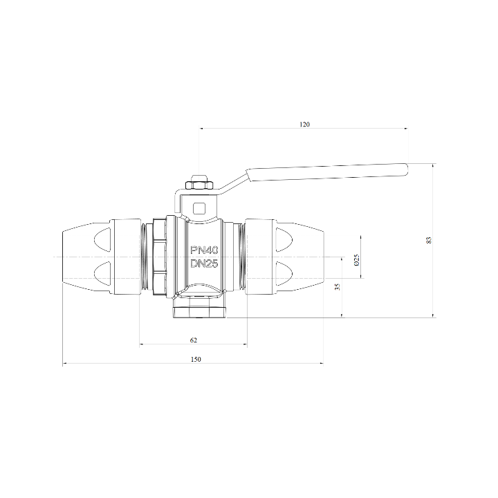 AIRnet bolkraan Ø25 mm