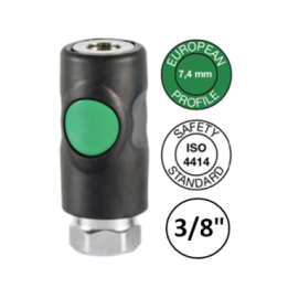 3/8" F - EURO 7,4 - Veiligheidskoppeling binnendraad - groene knop
