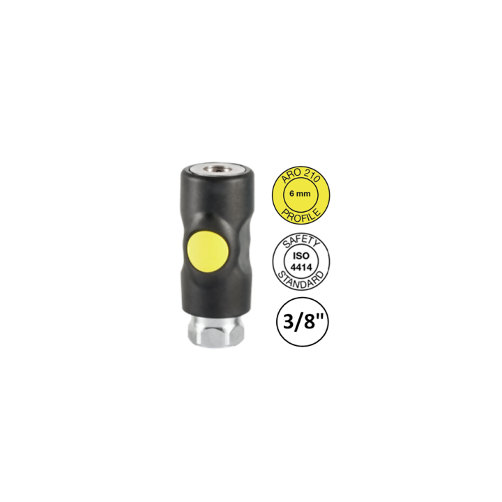3/8" F - ORION / ARO 210  - Veiligheidskoppeling binnendraad - gele knop