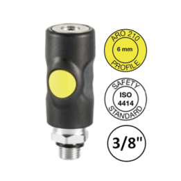 3/8" M - ORION / ARO 210  - Veiligheidskoppeling buitendraad - gele knop