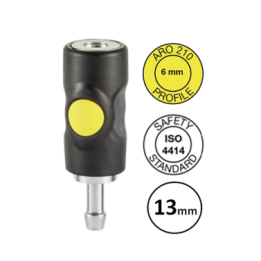 13mm - ORION / ARO 210  - Veiligheidskoppeling met slangdrager - gele knop