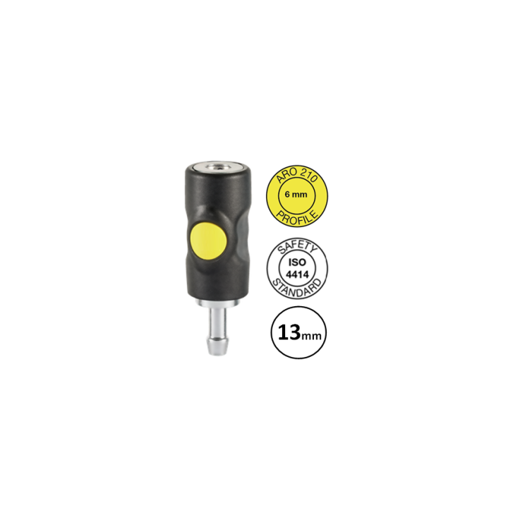 13mm - ORION / ARO 210  - Veiligheidskoppeling met slangdrager - gele knop