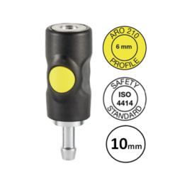 10mm - ORION / ARO 210  - Veiligheidskoppeling met slangdrager - gele knop