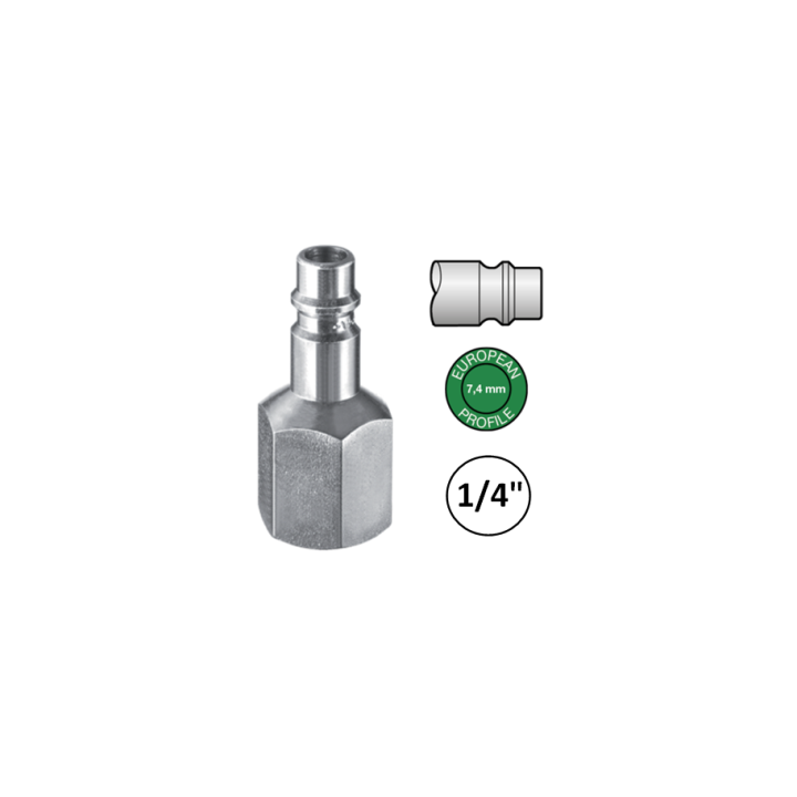 1/4" - EURO 7,4  - Stekker met binnendraad