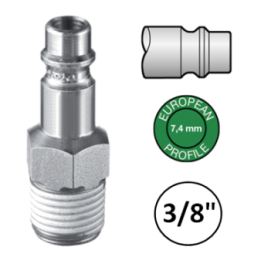 3/8" - EURO 7,4  - Stekker met buitendraad