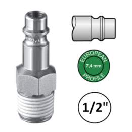 1/2" - EURO 7,4  - Stekker met buitendraad