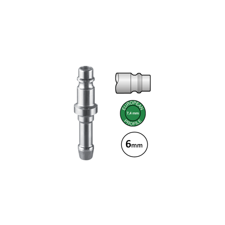 6mm - EURO 7,4  - Stekker met slangdrager