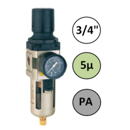 3/4" - 6000 l/min - 5µ - PA - Filter Drukregelaar + manometer