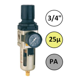 3/4" - 6000 l/min - 25µ - PA - Filter Drukregelaar + manometer