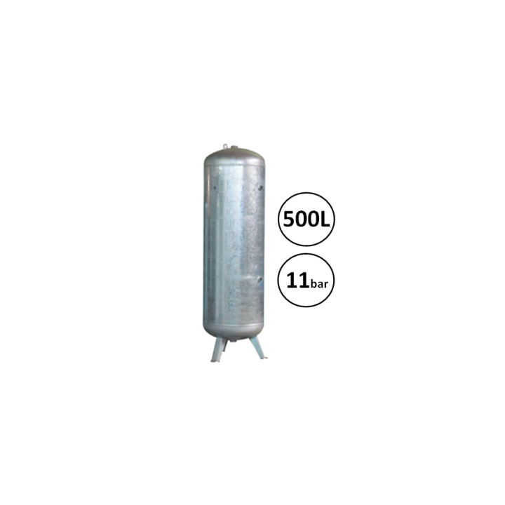 500L - 11 bar - Drukvat Verticaal - Gegalvaniseerd - Perslucht