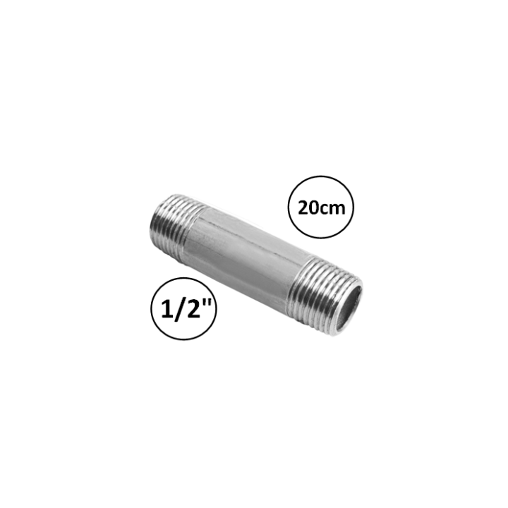 1/2" M - 20cm - buisnippel - Galva