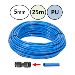 5mm - 25m - PU slang voor insteekkoppelingen - Blauw - perslucht
