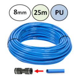 8mm - 25m - PU slang voor insteekkoppelingen - Blauw - perslucht
