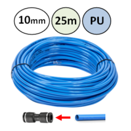 10mm - 25m - PU slang voor insteekkoppelingen - Blauw - perslucht