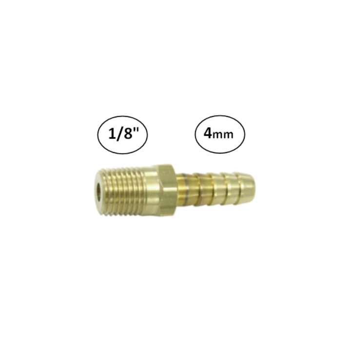 4mm - 1/8" - Slangdrager met buitendraad (conisch)