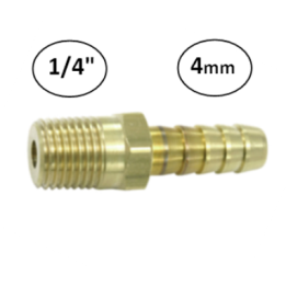 4mm - 1/4" - Slangdrager met buitendraad (conisch)