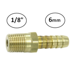 6mm - 1/8" - Slangdrager met buitendraad (conisch)