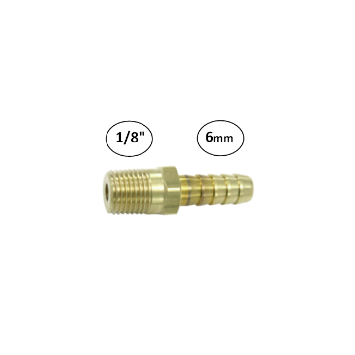 6mm - 1/8" - Slangdrager met buitendraad (conisch)
