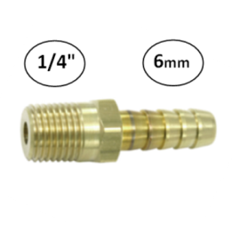 6mm - 1/4" - Slangdrager met buitendraad (conisch)