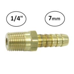 7mm - 1/4" - Slangdrager met buitendraad (conisch)