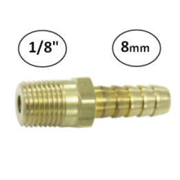 8mm - 1/8" - Slangdrager met buitendraad (conisch)