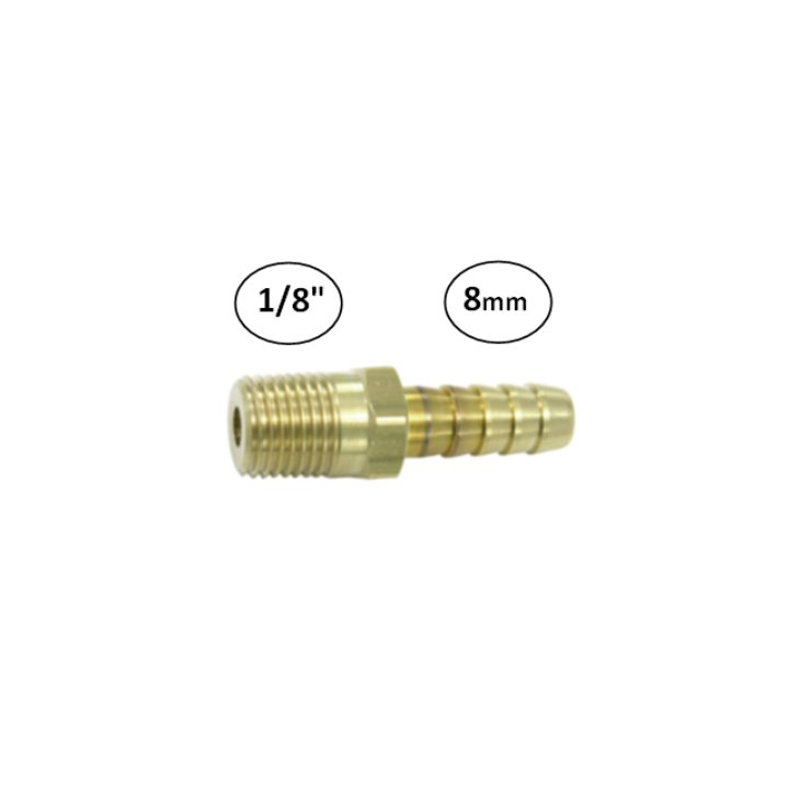 8mm - 1/8" - Slangdrager met buitendraad (conisch)