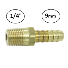 9mm - 1/4" - Slangdrager met buitendraad (conisch)
