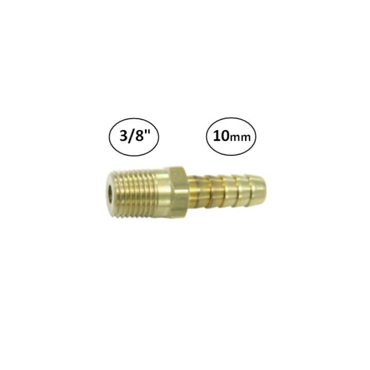 10mm - 3/8" - Slangdrager met buitendraad (conisch)