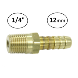 12mm - 1/4" - Slangdrager met buitendraad (conisch)