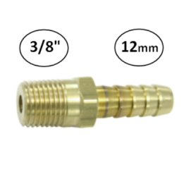 12mm - 3/8" - Slangdrager met buitendraad (conisch)