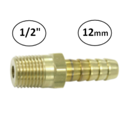 12mm - 1/2" - Slangdrager met buitendraad (conisch)