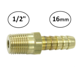 16mm - 1/2" - Slangdrager met buitendraad (conisch)