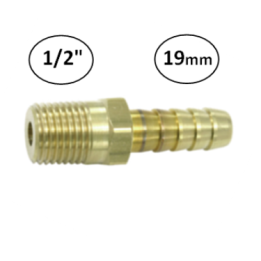19mm - 1/2" - Slangdrager met buitendraad (conisch)