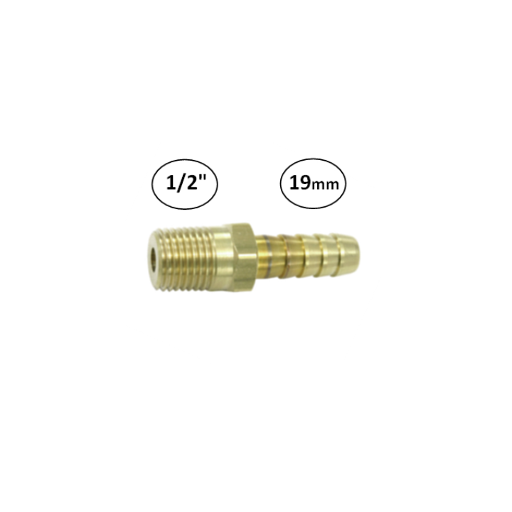 19mm - 1/2" - Slangdrager met buitendraad (conisch)