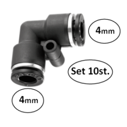 4mm - bocht 90 graden conex - set 10 stuks - perslucht