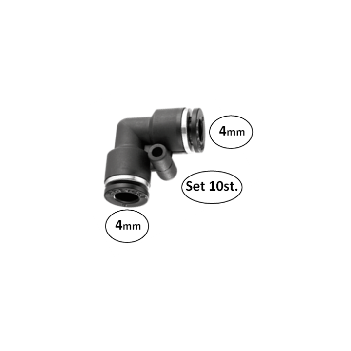 4mm - bocht 90 graden conex - set 10 stuks - perslucht
