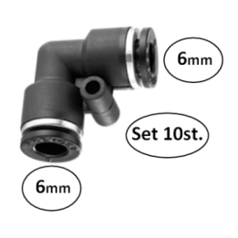 6mm - bocht 90 graden conex - set 10 stuks - perslucht
