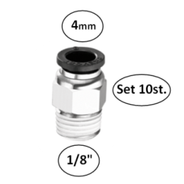 4mm naar 1/8"M - rechte koppelingen met conische buitendraad conex - set 10 stuks - perslucht