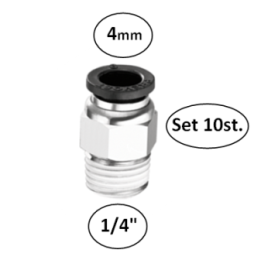 4mm naar 1/4"M - rechte koppelingen met conische buitendraad conex - set 10 stuks - perslucht