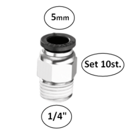 5mm naar 1/4"M - rechte koppelingen met conische buitendraad conex - set 10 stuks - perslucht