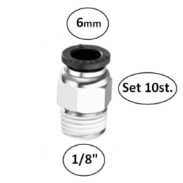 6mm naar 1/8"M - rechte koppelingen met conische buitendraad conex - set 10 stuks - perslucht