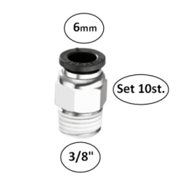 6mm naar 3/8"M - rechte koppelingen met conische buitendraad conex - set 10 stuks - perslucht