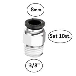 8mm naar 3/8"M - rechte koppelingen met conische buitendraad conex - set 10 stuks - perslucht