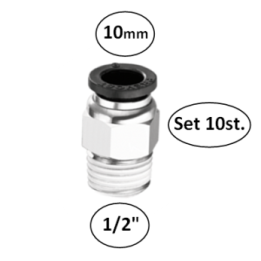 10 mm naar 1/2"M rechte koppeling CONEX - set 10 stuks