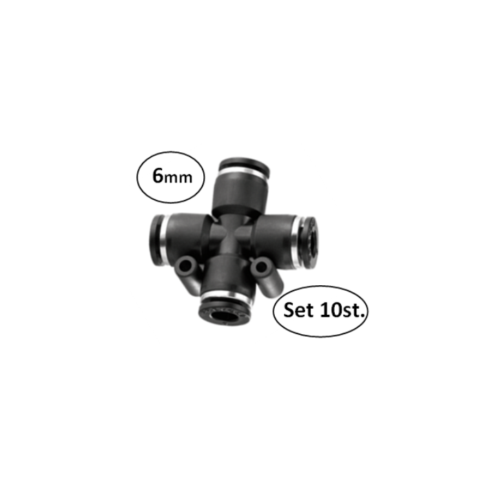 6mm - kruisstuk conex - set 10 stuks - perslucht