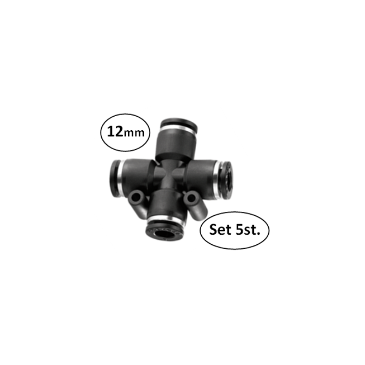 12mm - kruisstuk conex - set 5 stuks - perslucht