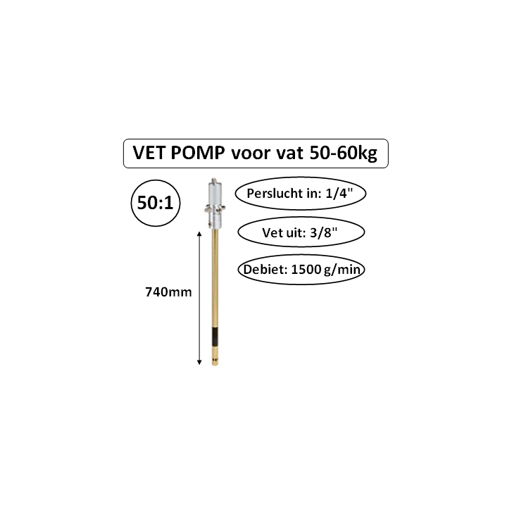 1500 g/min - 740mm - 50:1 - Vet pomp - voor vaten van 50-60 kg